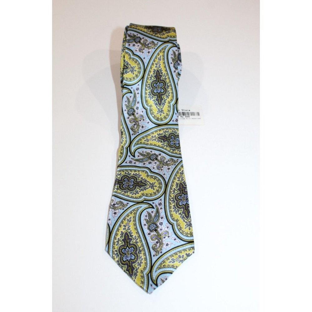 THE BOMBAY STORE PAISLEY SILK NECKTIE TIE Blue Yellow